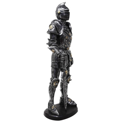 Dekorative Ritterfigur in Rüstung 39 cm silber mit Gravur-Personalisierung  