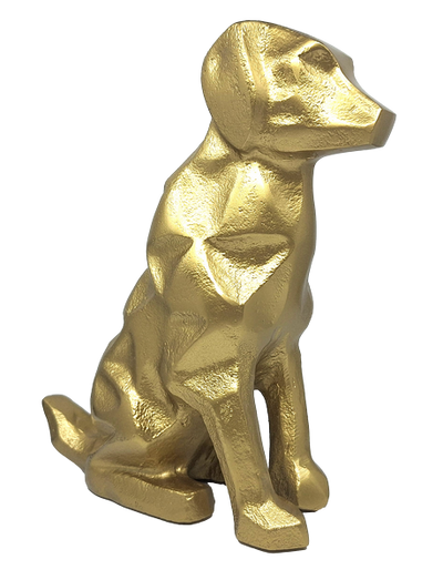 Goldene dekorative Hundefigur DOG2 mit der Möglichkeit einer personalisierten Gravur