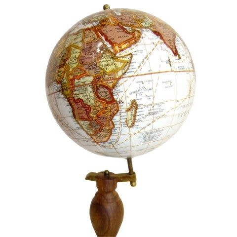 Eleganter dekorativer Globus auf Holzsockel mit individueller Gravurmöglichkeit, 27 cm, dunkelbraun, ideal als Geschenk  