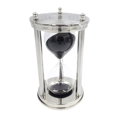 Aluminium-Sanduhr 15 Min mit personalisierbarer Gravur, schwarz, 10,15x10,15x20,25 cm
