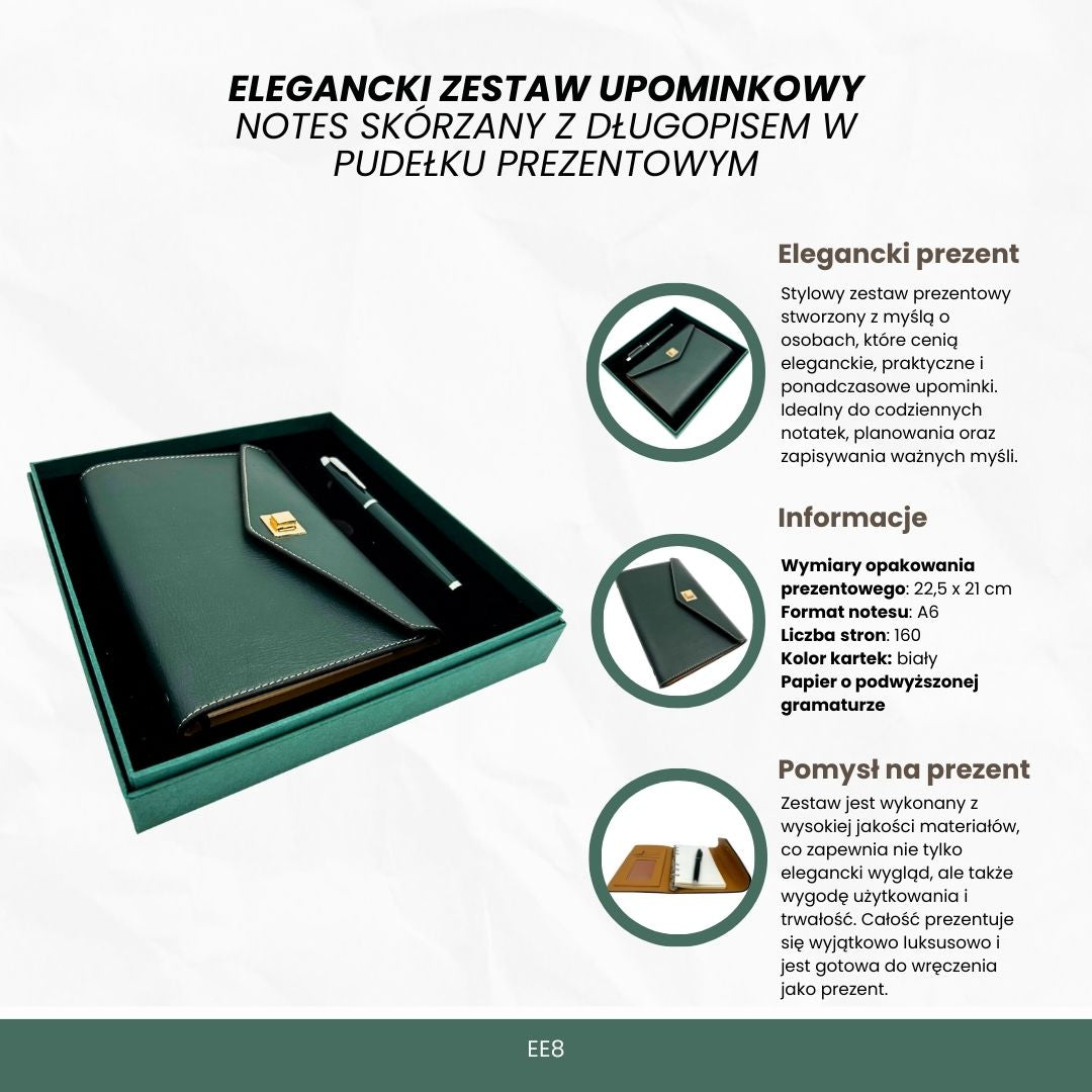 Elegantes Geschenkset mit personalisierter Gravur – Leder-Notizbuch A6 mit hochwertigem Kugelschreiber in luxuriöser Geschenkbox  