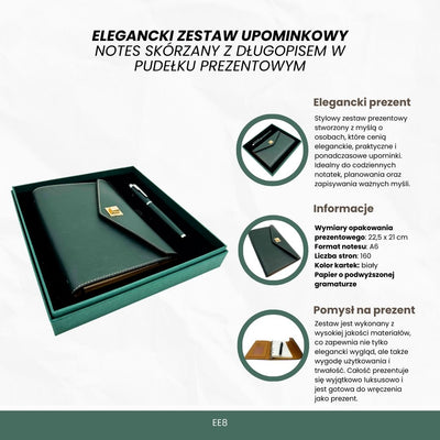 Elegantes Geschenkset mit personalisierter Gravur – Leder-Notizbuch A6 mit hochwertigem Kugelschreiber in luxuriöser Geschenkbox  