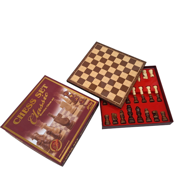 Klassisches Holzschach 27 x 27 cm mit personalisierter Gravur