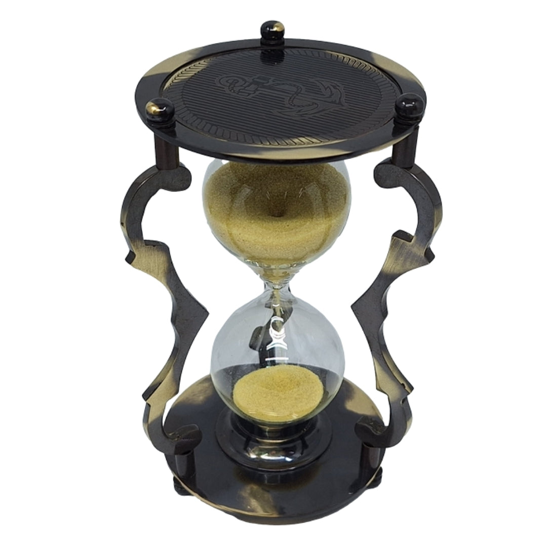 Elegante antike Messing-Sanduhr 5 Min mit Gravur