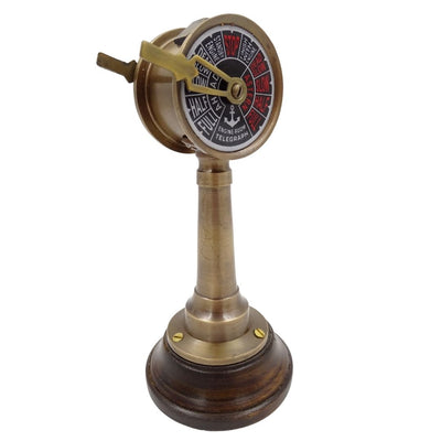 Schiffstelegraf TG4 mit Gravur – personalisiertes Geschenk aus Messing und Holz, Höhe 16,5 cm, Farben Gold und Braun