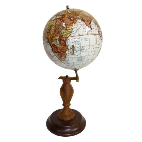 Eleganter dekorativer Globus auf Holzsockel mit individueller Gravurmöglichkeit, 27 cm, dunkelbraun, ideal als Geschenk  