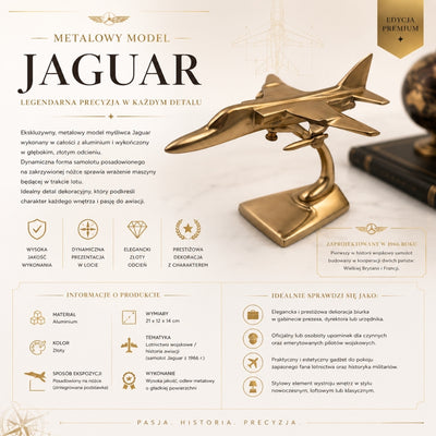 Metallmodell des Jagdflugzeugs Jaguar in Gold mit Gravurmöglichkeit