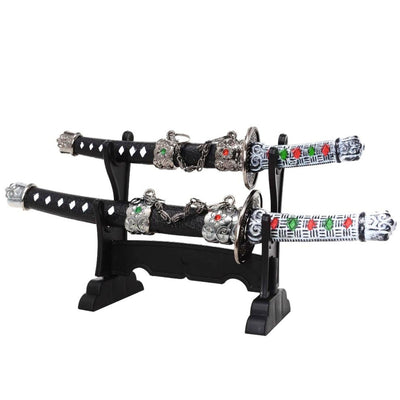 Brieföffner-Set mit Gravur – Brieföffner in Form von Samurai-Katanaschwertern SW-201 – Personalisiertes Geschenk fürs Büro, aus Metall und Kunststoff, Klingenlänge 9,5 cm und 12 cm, elegante Dekoration für Arbeitszimmer oder Homeoffice  