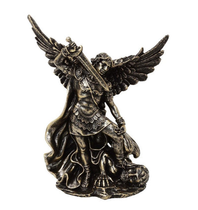 Figur Heiliger Michael im Kampf mit dem Drachen aus Polyresin 13,5 cm mit Personalisierung durch Gravur