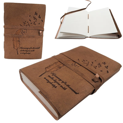 Retro Leder-Notizbuch mit Inschrift, 200 Seiten