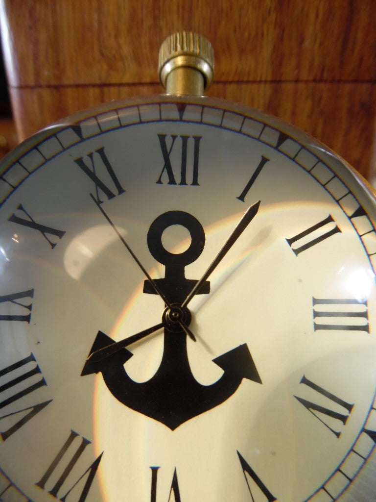 Maritime Uhr NI406A/1 in Holzkiste mit Gravurpersonalisierung, Messing, Retro, Höhe 7 cm