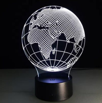 LED-Globus-Lampe mit 7 Lichtfarben, personalisierbare Gravur, ideales Geschenk für Reisende, Höhe 17 cm, USB-Kabel  