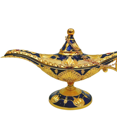 Aladinslampe LABB mit Metallverzierungen in Goldfarbe, Dunkelmarineblau, 22 x 7 x 11 cm