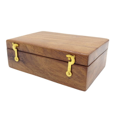 Set aus 6 Metallbechern mit Anker in einer Holzkiste - ideal als Geschenk mit Möglichkeit zur Personalisierung durch Gravur - goldfarbenes Messing, Fassungsvermögen 50ml, elegantes Design für Liebhaber maritimer Themen