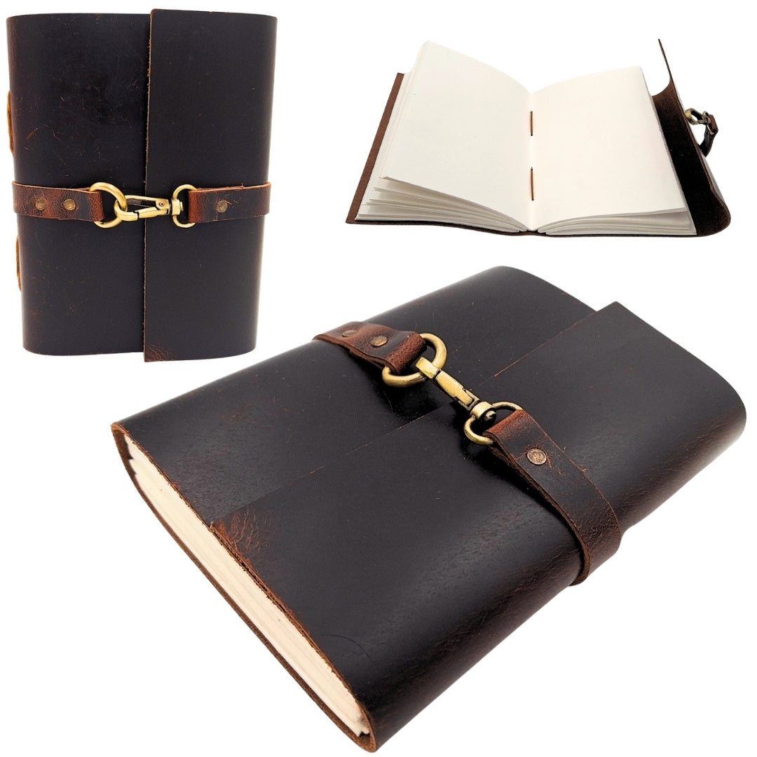 Elegantes Retro Leder-Notizbuch 200 Seiten Vintage AH06 mit Personalisierung durch Gravur