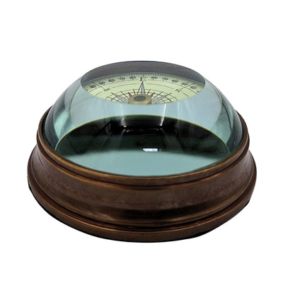 Stilvoller Linsenkompass aus Messing und Glas mit personalisierbarer Gravur – Retro-Schreibtisch-Gadget, ideales Geschenk für Reisende – Durchmesser 6,3 cm, Höhe 3 cm, Farbe Beige, Rot und Schwarz