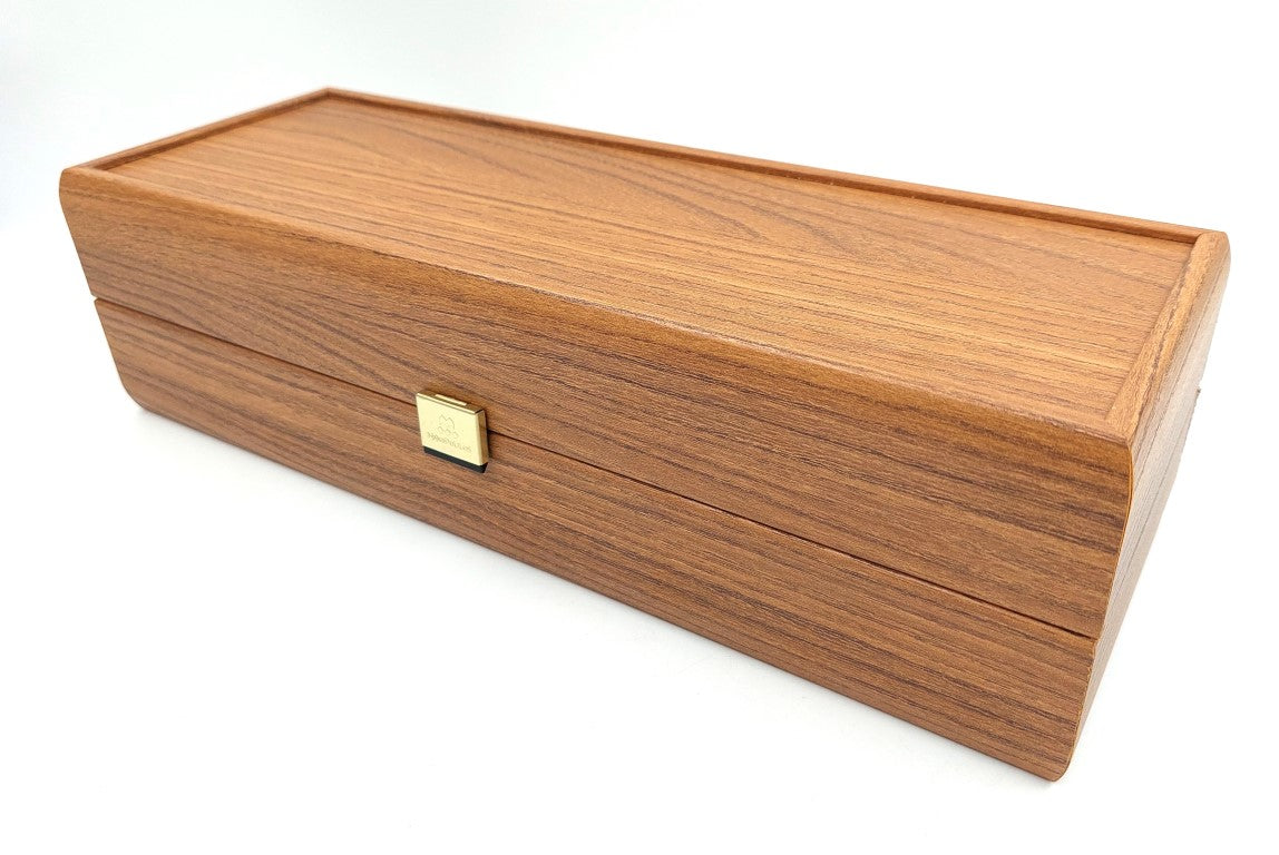 Exklusive Holzkiste für Weinflasche BWXL30 mit Gravur-Personalisierung, Nussbaumfarben, ideal als Geschenk, Maße 35x14x10 cm