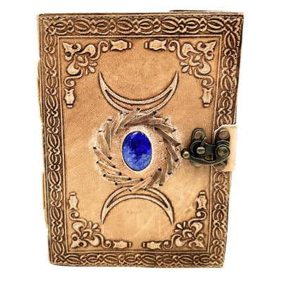 Retro-Ledernotizbuch mit Stein und Mondphasen