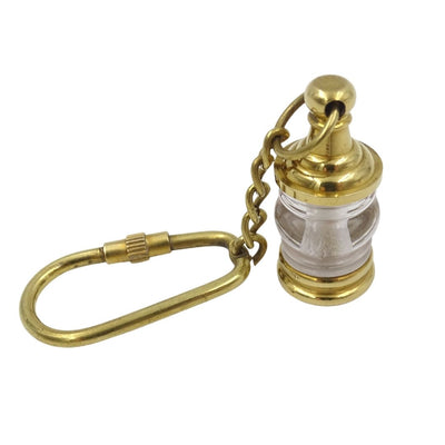 Seglerlampe Schlüsselanhänger Key-0118 aus Messing und Glas, goldfarben, personalisierte Gravur, ideales Geschenk, Maße 11 x 2 x 2 cm
