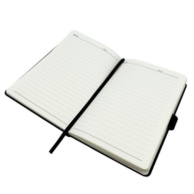 Elegantes dunkelblaues Leder-Notizbuch A5 mit Kugelschreiber und personalisierter Gravur in Geschenkbox