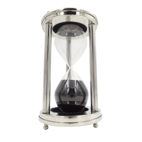 Aluminium-Sanduhr 15 Min mit personalisierbarer Gravur, schwarz, 10,15x10,15x20,25 cm