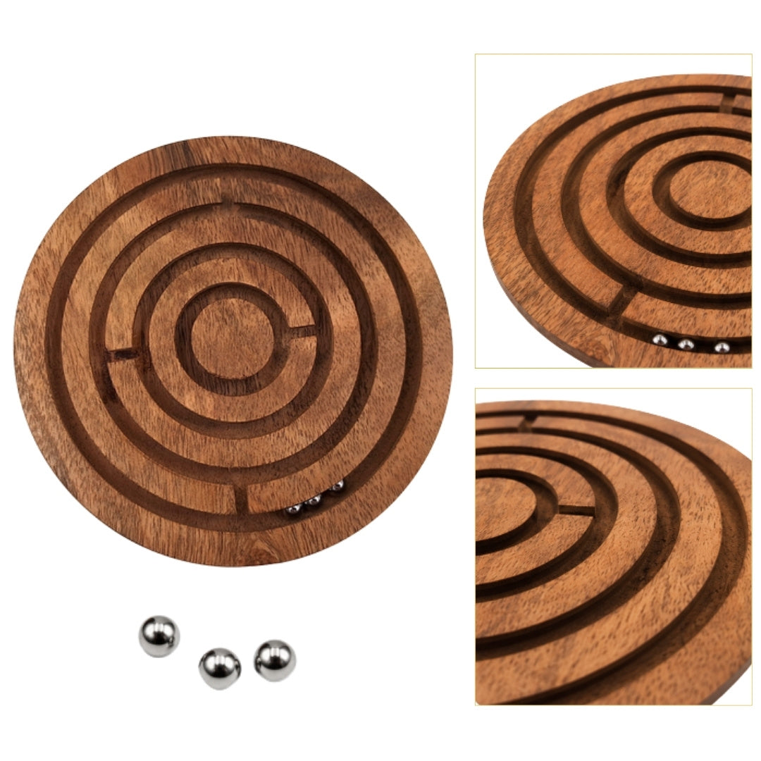 Geschicklichkeitsspiel Kugeln im Labyrinth aus Holz mit Gravurpersonalisierung