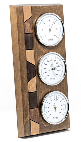 Wetterstation Fischer 9171-31 mit Barometer, Hygrometer und Thermometer auf Holzsockel mit der Option der Personalisierung durch Gravur