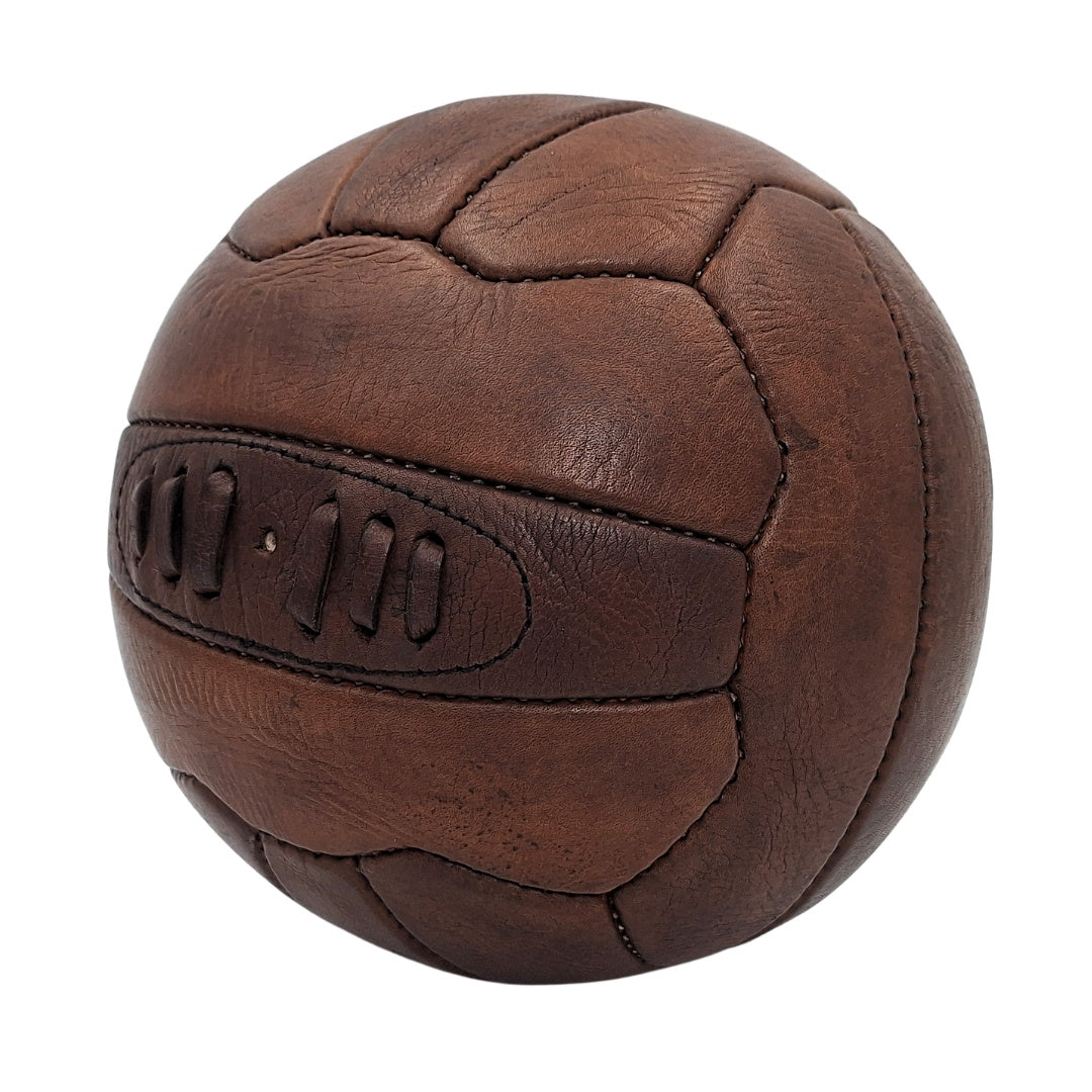 Retro Vintage Lederfußball MT2017 mit individueller Gravurmöglichkeit, braun, ideal als Geschenk für Fußballfans oder Trainer, Vintage-Dekoration, echtes Leder, Maße 20,5 x 20,5 cm  