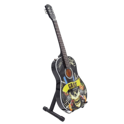Mini klassische Gitarre Guns N' Roses Tribute MGT-3124 mit individueller Gravurmöglichkeit, ideal als Geschenk für Gitarristen, aus Mahagoniholz, Höhe 25 cm  