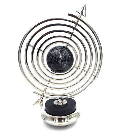 Sphärisches Astrolabium mit Globus, 44,5 cm, silberfarben, mit personalisierbarer Gravur