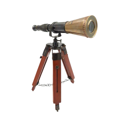 Messing-Teleskop auf Dreibein mit Gravurpersonalisierung - elegantes Deko-Element als Geschenk, Höhe verstellbar bis 30 cm