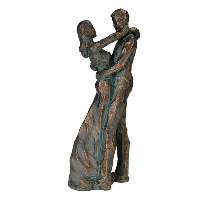 Dekorative Figur Tanzendes Paar mit Gravur – romantisches Geschenk zur Hochzeit oder zum Jubiläum – Höhe 28 cm, aus Polyresin, elegantes Design in tiefen Farbtönen