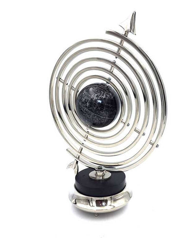 Sphärisches Astrolabium mit Globus, 44,5 cm, silberfarben, mit personalisierbarer Gravur