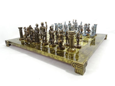Messing-Schachspiel Bogenschützen 44x44 cm mit individueller Gravurmöglichkeit – luxuriöses Geschenk für Mythologie- und Strategie-Liebhaber, hochwertige handgefertigte Figuren  