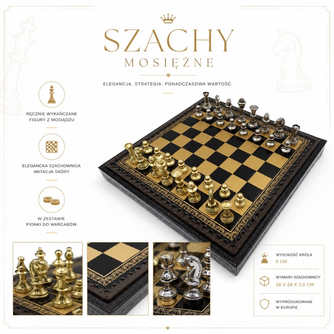 Exklusive Messing-Schachfiguren Italfama 28x28 cm mit personalisierter Gravur