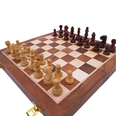 Magnetisches Holzschach 30x30 cm, klappbar G614 mit Gravur