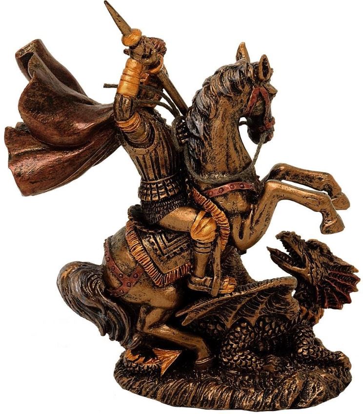 Figur Heiliger Georg aus Polyresin, 13 cm, mit Gravur-Personalisierung, ideales Geschenk für verschiedene Anlässe