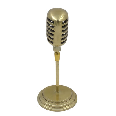 Statuette Retro-Mikrofon mit personalisierbarer Gravur, goldfarben, 25 cm