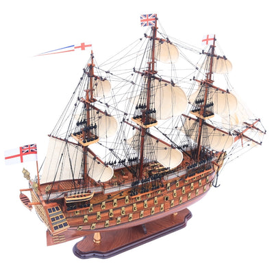 Exklusives großes Segelschiffmodell des Kriegsschiffs HMS Prince 94cm mit Möglichkeit zur Personalisierung durch Gravur