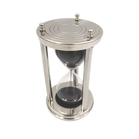 Aluminium-Sanduhr 15 Min mit personalisierbarer Gravur, schwarz, 10,15x10,15x20,25 cm