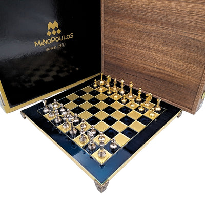 Exklusive große klassische Metall-Schachfiguren Stauton S34 mit Gravur