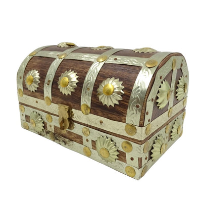 Holzschatulle für Kleinigkeiten SE14 mit Gravurpersonalisierung, braun und gold, ideales Geschenk – 16x9,5x10 cm