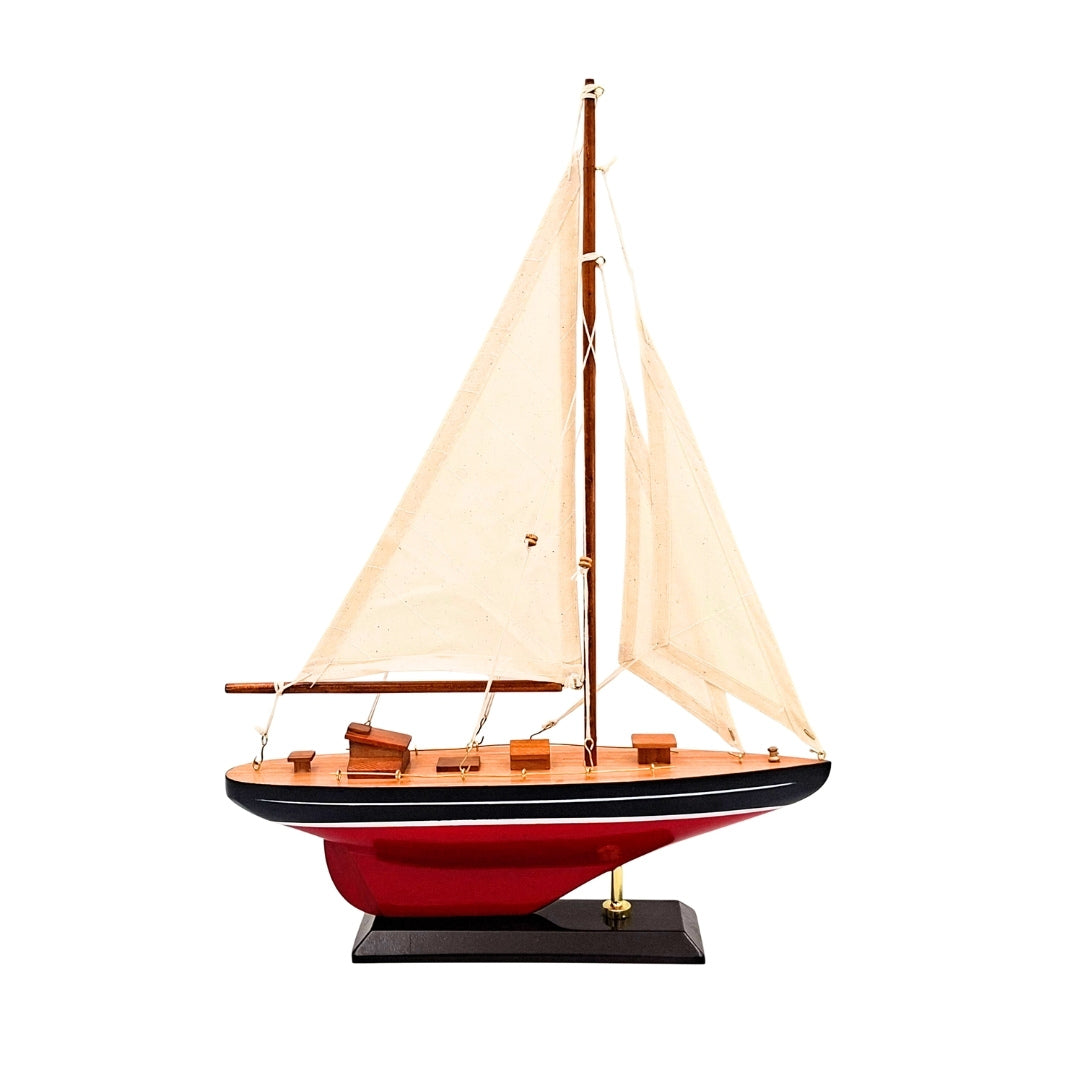 Elegantes Holzmodell einer Segelyacht 30 cm mit Gravur-Personalisierung