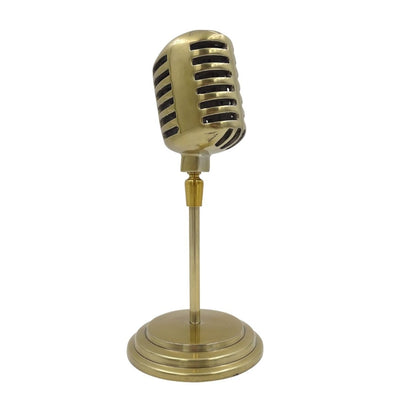 Statuette Retro-Mikrofon mit personalisierbarer Gravur, goldfarben, 25 cm