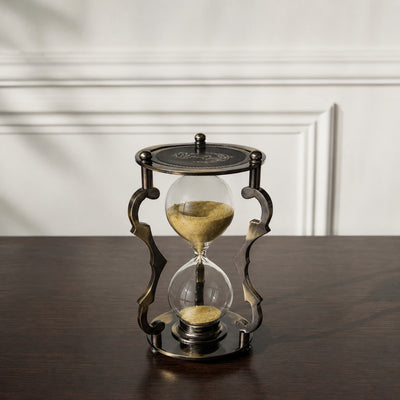 Elegante antike Messing-Sanduhr 5 Min mit Gravur