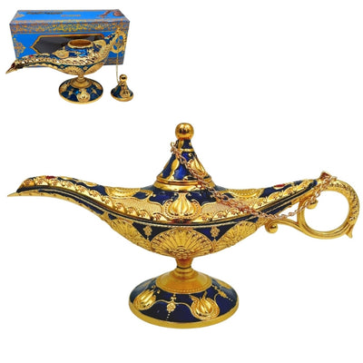 Aladinslampe LABB mit Metallverzierungen in Goldfarbe, Dunkelmarineblau, 22 x 7 x 11 cm