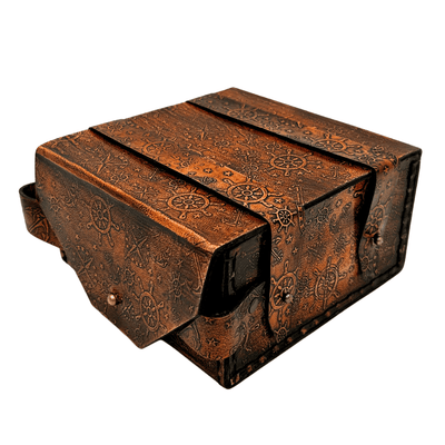 Retro-Sextant aus Messing im Lederetui - Elegantes Navigationsinstrument mit Gravurmöglichkeit - Ideales Geschenk für Liebhaber der Seefahrt und Geschichte - Maße 13x12x7 cm