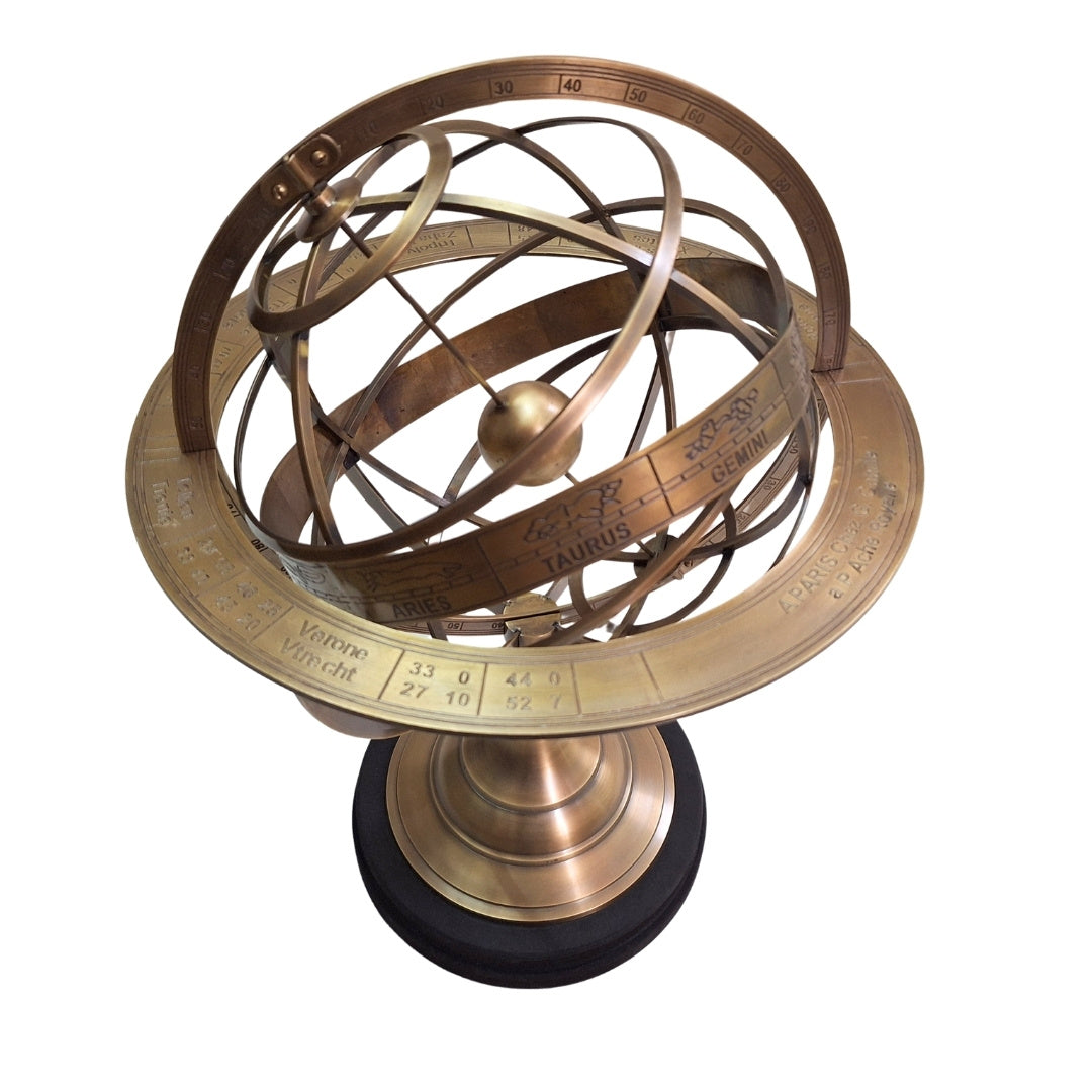 Messing-Astrolabium mit Gravur – elegante Schreibtischdekoration, Höhe 52 cm