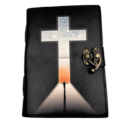 Leder-Notizbuch Religiöses Kreuz Gebetbuch mit Gravur