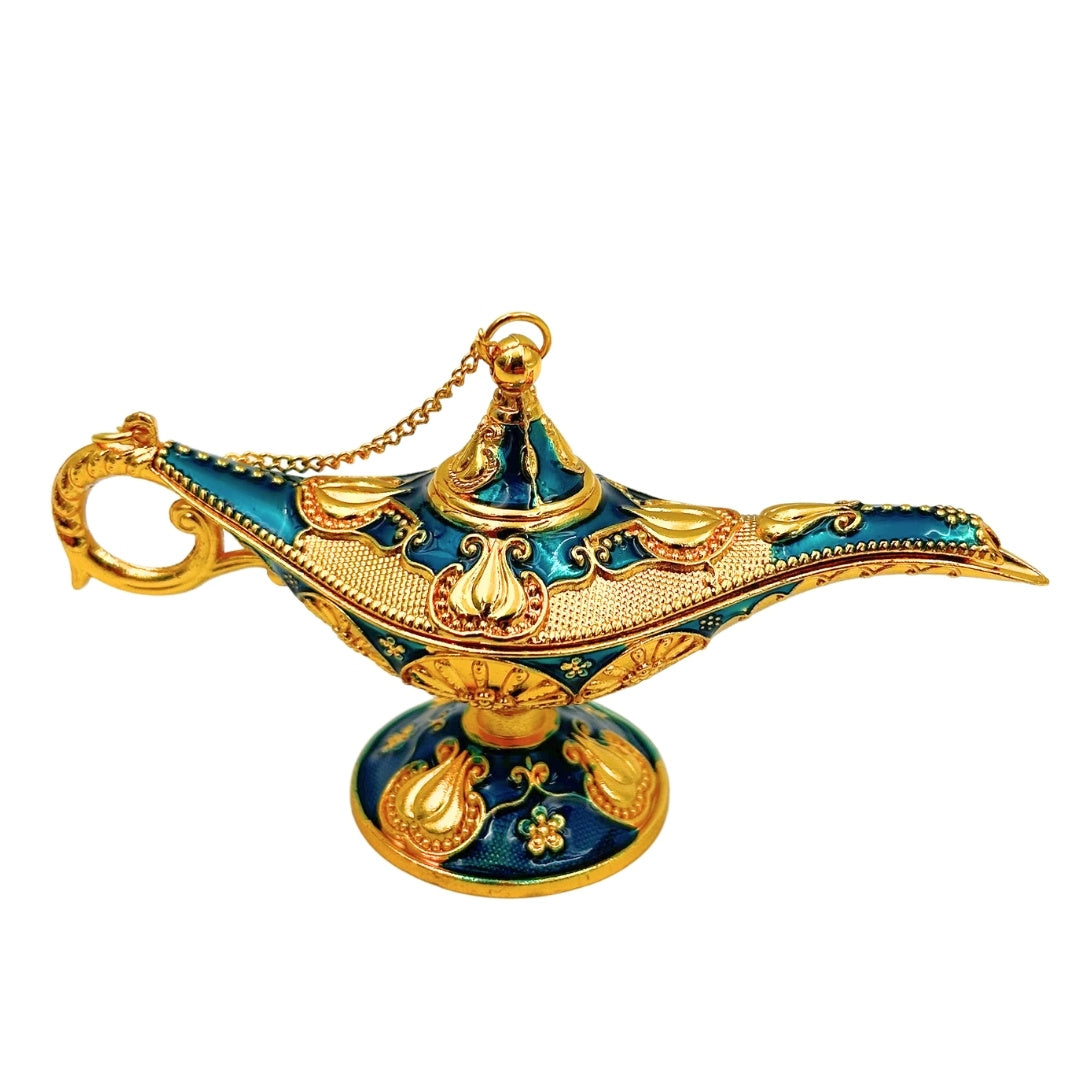 Aladin-Lampe aus Metall, blau-goldfarben, 12 cm, mit Gravur-Personalisierung